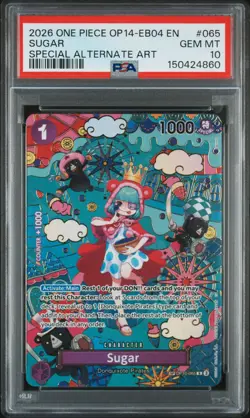 2026 ONE PIECE THE AZURE SEA'S SEVEN SPECIAL ALT ART #065 SUGAR PSA 10 - Image 1