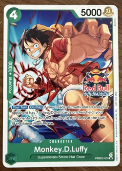 Monkey.D.Luffy Red Bull Double Don!! PRB02-005 Promo NEAR MINT + - Image 1