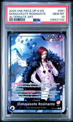 ONE PIECE DONQUIXOTE ROSINANTE 2025 OP12-LEGACY OF THE MASTER #61 ALT ART PSA 10 - Image 1