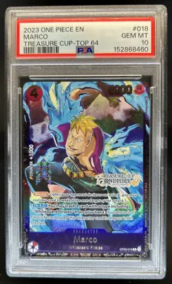 2023 One Piece Treasure Cup Top 64 Marco #OP02-018 PSA 10 GEM MINT - Image 1