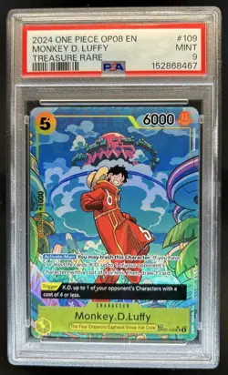 2024 One Piece Two Legends Monkey.D.Luffy Treasure Rare #OP07-109 PSA 9 - Image 1