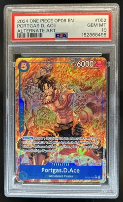 2024 One Piece Two Legends Portgas.D.Ace Rare Alt Art #OP08-052 PSA 10 GEM MINT - Image 1