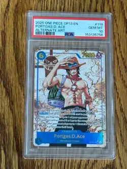2025 ONE PIECE OP13 119 CARRYING ON HIS WILL PORTGAS D ACE SEC ALT ART PSA 10 - Image 1