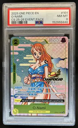 2025 One Piece Championship Event Pack O-Nami #OP06-101 PSA 8 - Image 1