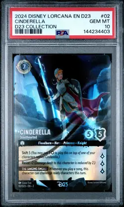 2024 DISNEY LORCANA EN D23-D23 EXPO PROMO #02 CINDERELLA STOUTHEARTED PSA 10 - Image 1