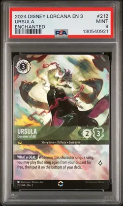 2024 DISNEY LORCANA INTO THE INKLANDS ENCHANTED URSULA DECEIVER OF ALL PSA 9 - Image 1