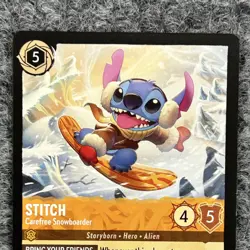 Disney Lorcana Winterspell Stitch Carefree Snowboarder 7/204 Rare NM Regular - Image 3