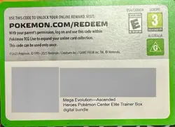 x1 Code Card Mega Evolution Ascended Heroes Pokemon Center ETB PTCG LIVE VIA MSG - Image 1
