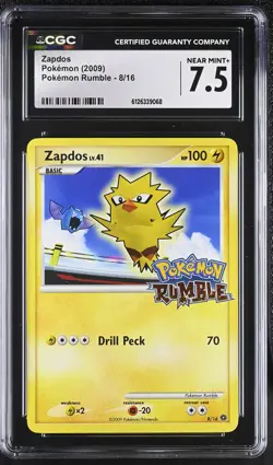 CGC 7.5 Zapdos 8/16 Pokemon Rumble Pokemon Card - Image 1