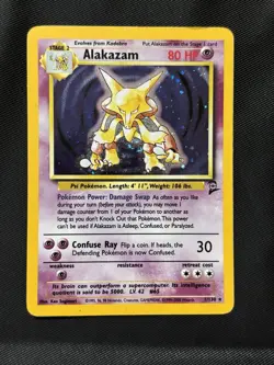 Alakazam 1/130 Base Set 2 Holo Rare Swirl HP Pokemon Card - Image 1
