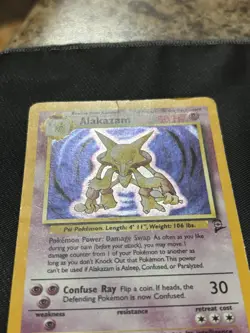 Alakazam 1/130 Base Set 2 Holo Rare Swirl HP Pokemon Card - Image 2