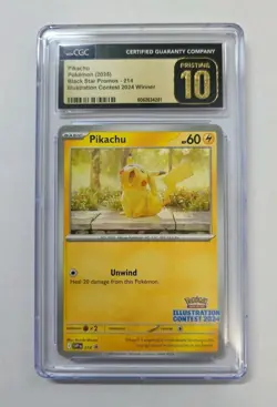 CGC Pristine 10 Pikachu Pokemon Card #214 Black Star Promo Illustration Contest - Image 1