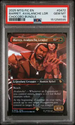 2025 MTG FINAL FANTASY COMMANDER CHOCOBO BUNDLE BARRET, AVALANCHE LEADER PSA 10 - Image 1