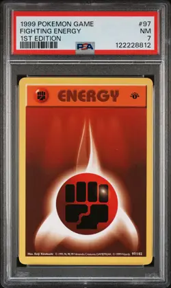 1999 POKEMON GAME 1ST ED #97 FIGHTING ENERGY PSA 7 - Image 1
