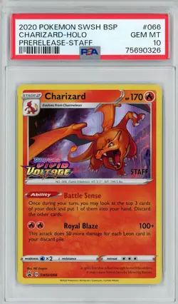 2020 Pokemon Vivid Voltage Staff Prerelease Charizard #66 PSA 10 - Image 1