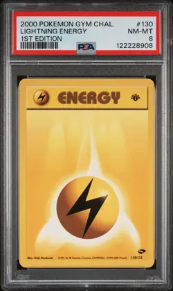 2000 POKEMON GYM CHALLENGE 1ST ED #130 LIGHTNING ENERGY PSA 8 - Image 1