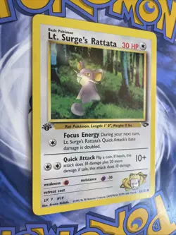 Pokemon Gym Challenge 85/132 Lt. Surge's Rattata 1st Edition NM - Image 2