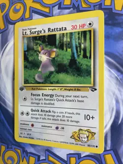 Pokemon Gym Challenge 85/132 Lt. Surge's Rattata 1st Edition NM - Image 3