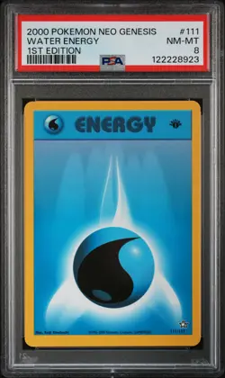 2000 POKEMON NEO GENESIS 1ST ED #111 WATER ENERGY PSA 8 - Image 1