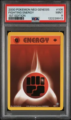 2000 POKEMON NEO GENESIS 1ST ED #106 FIGHTING ENERGY PSA 9 - Image 1