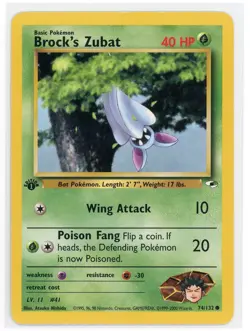 Pokemon TCG - Brock's Zubat 74/132 - Gym Heroes - 1st Edition - Image 1