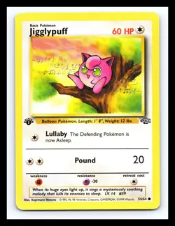 💥 Pokemon Jigglypuff Jungle Set 1st Edition Stamp # 54/64 Vintage Card 1999 - Image 1