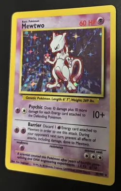 Pokemon Mewtwo Base Set Holo Rare 10/102 Unlimited Vintage Card TCG - Image 3