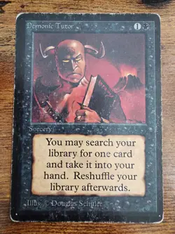 MTG Demonic Tutor ⭐BETA ⭐HP+ ⭐10 REAL HQ PICS! ⭐Rare 1993 Magic - Image 1