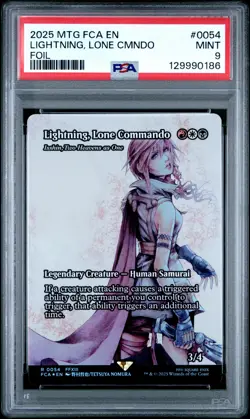 2025 MTG FINAL FANTASY THROUGH THE AGES FOIL LIGHTNING, LONE COMMANDO PSA 9 - Image 1