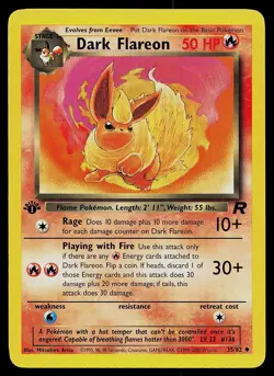 Pokemon Card - Dark Flareon Team Rocket 35/82 Uncommon 1st Edition - Image 1