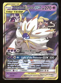 2019 Pokemon S&M Cosmic Eclipse Solgaleo & Lunala GX Holo Rare #75/236 - Image 1