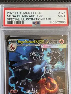 Pokemon Mega Charizard X ex Phantasmal Flames Rare #125/094 PSA 9 2025 360 HP - Image 2