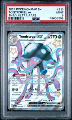 2024 POKEMON PAF EN-PALDEAN FATES SHINY ULTRA RARE #213 TOEDSCRUEL EX PSA 9 - Image 1