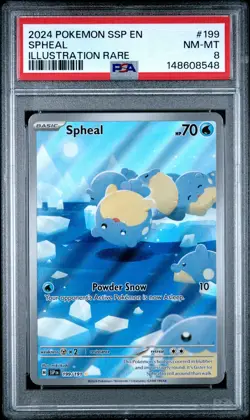 2024 POKEMON SSP EN-SURGING SPARKS ILLUSTRATION RARE #199 SPHEAL PSA 8 - Image 1