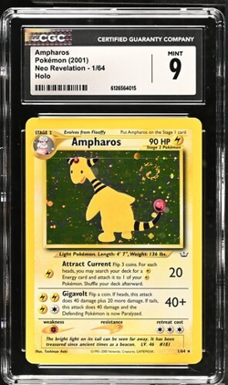 Pokemon Ampharos 2021 Neo Revelation 1/64 Holo CGC 9 *SWIRL* - Image 2