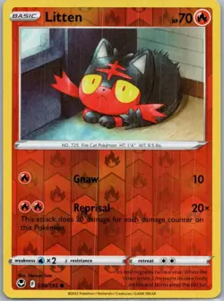 Pokemon Litten SWSH12: Silver Tempest 030/195 Near Mint NM Reverse Holo - Image 1