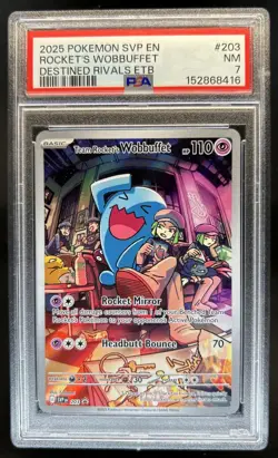 2023-25 Pokemon SV Black Star Promos Team Rocket's Wobbuffet #203 PSA 7 - Image 1