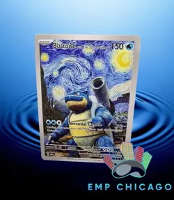 Pokemon Blastoise Starry Night Van Gogh Beautiful Moon ACG Star Trading Card NM - Image 1