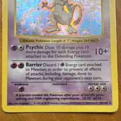 Pokemon Mewtwo Base Set Holo (Shadowless) 10/102 Rare Wizards 1999 - Image 4