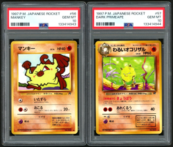 1997 POKEMON JAPANESE ROCKET MANKEY & DARK PRIMEAPE PSA 10 SEQUENTIAL SET - Image 1