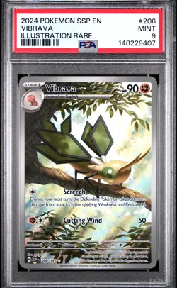 2024 POKEMON SSP EN-SURGING SPARKS ILLUSTRATION RARE #206 VIBRAVA PSA 9 - Image 1