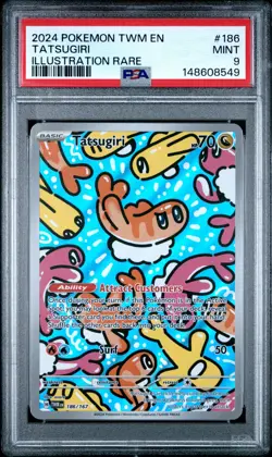2024 POKEMON TWM EN-TWILIGHT MASQUERADE ILLUSTRATION RARE #186 TATSUGIRI PSA 9 - Image 1