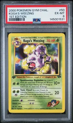 2000 POKEMON GYM CHALLENGE 1ST EDITION #50 KOGA'S WEEZING PSA 6 - Image 1