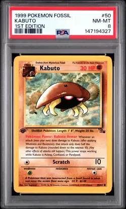1999 POKEMON FOSSIL 1ST EDITION #50 KABUTO PSA 8 - Image 1