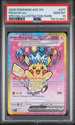 2026 POKEMON ASC EN-ASCENDED HEROES SPECIAL ILLUSTRATION RARE PIKACHU EX PSA 10 - Image 1