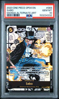 2023 ONE PIECE SABO MANGA ALTERNATE ART OP04-KINGDOMS OF INTRIGUE #083 PSA 10 - Image 1