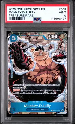 2025 One Piece OP13 En Monkey D Luffy Treasure Rare #058 PSA 9 - Image 1