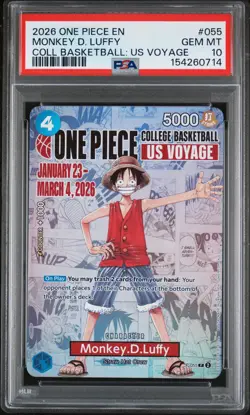2026 ONE PIECE PROMO COLLEGE BASKETBALL: US VOYAGE #055 MONKEY D. LUFFY PSA 10 - Image 1