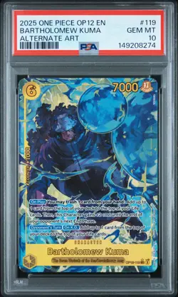2025 ONE PIECE OP12-LEGACY OF THE MASTER ALTERNATE ART BARTHOLOMEW KUMA PSA 10 - Image 1