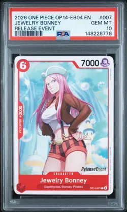 2026 ONE PIECE OP14-EB04-THE AZURE SEA'S SEVEN #007 JEWELRY BONNEY PSA 10 - Image 1